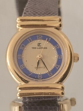 Ted Lapidus Women's Gold-Tone Watch with Blue Dial